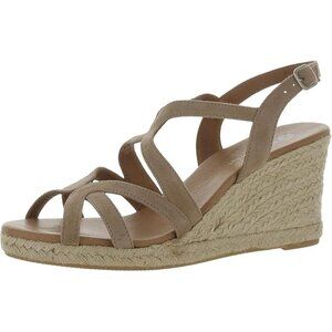 NEW Eric Michael Women Lindsey Taupe Suede Platform Wedge Adjustable Sandal